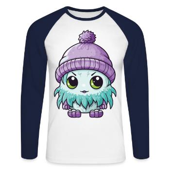 Winter Eskimo Baby Winterlich - Unisex Baseballshirt langarm - Weiß/Navy - Vorne - Nik (191cm)