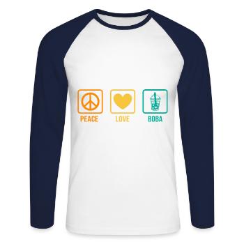 Peace Love Boba Graphic Tea Lover Tea Drinker Bubb - Unisex Baseballshirt langarm - Weiß/Navy - Vorne - Nik (191cm)