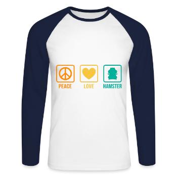 Peace Love Hamster Animal Owner Hamster Lover Pet - Unisex Baseballshirt langarm - Weiß/Navy - Vorne - Nik (191cm)