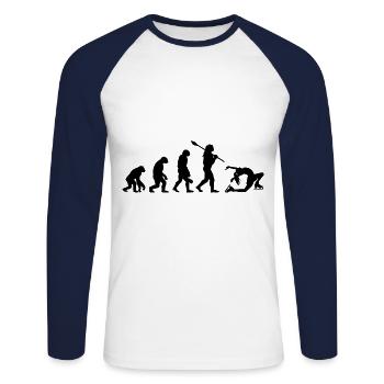 Evolution Graphic Ice Skating Figure Skater Winter - Unisex Baseballshirt langarm - Weiß/Navy - Vorne - Nik (191cm)