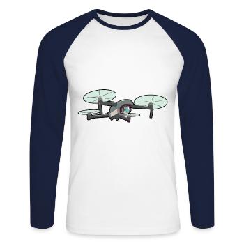 Retro Graphic Drone Flying Quadcopter Pilot RC Dro - Unisex Long Sleeve Baseball T-Shirt - white/navy - Front - Nik (191cm)