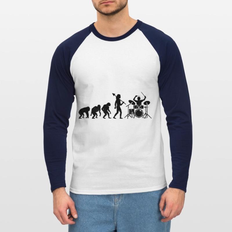 Drummer Evolution Drum Music Lover Drumming Drumme Unisex Long Sleeve Baseball T-Shirt