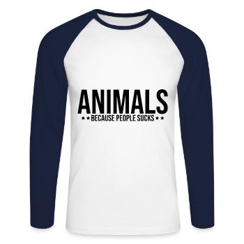 Animals Because People Suck Animal Lover Animal Ke - Unisex Baseballshirt langarm - Weiß/Navy - Vorne - Nik (191cm)