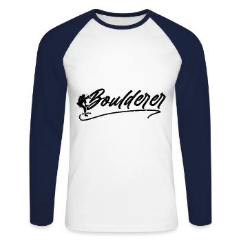 Retro Graphic Climbing Bouldering Rock Climber Mou - Unisex Baseballshirt langarm - Weiß/Navy - Vorne - Nik (191cm)