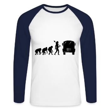 Evolution Bus School Bus Driver Driving Busman - Unisex Long Sleeve Baseball T-Shirt - white/navy - Front - Nik (191cm)