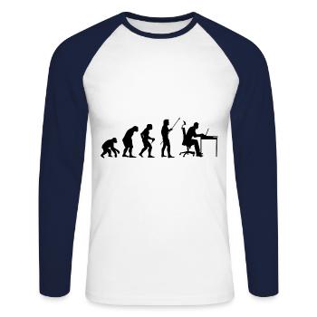 Evolution Of Man Coding Software Developer Program - Unisex Baseballshirt langarm - Weiß/Navy - Vorne - Nik (191cm)