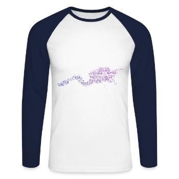 Diver Scuba Diver Scuba Diving - Unisex Long Sleeve Baseball T-Shirt - white/navy - Front - Nik (191cm)
