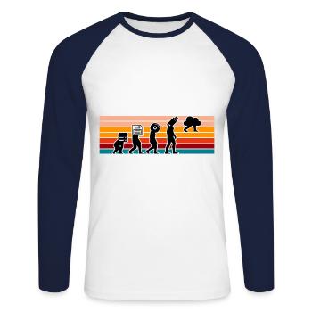 Evolution Of Man Coding Software Developer Program - Unisex Baseballshirt langarm - Weiß/Navy - Vorne - Nik (191cm)