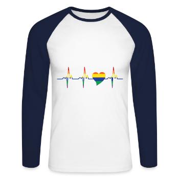 Pride Heart Lgbtq Bisexual Rainbow Love Transgende - Unisex Baseballshirt langarm - Weiß/Navy - Vorne - Nik (191cm)