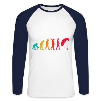 Evolution Graphic Paragliding Paraglider Skydiver - Unisex Baseballshirt langarm - Weiß/Navy - Vorne - Nik (191cm)