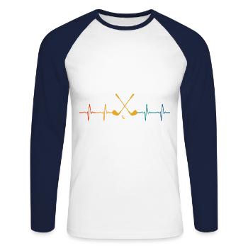 ECG Heartbeat Graphic Golf Player Golfing Golfer D - Unisex Baseballshirt langarm - Weiß/Navy - Vorne - Nik (191cm)