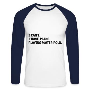 Ich kann nicht Ich habe vor, Wasserball Aquatic Po zu spielen - Unisex Baseballshirt langarm - Weiß/Navy - Vorne - Nik (191cm)