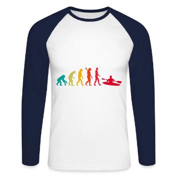 Evolution Graphic Kayaking Canoe Rowing Rower Padd - Unisex Baseballshirt langarm - Weiß/Navy - Vorne - Nik (191cm)