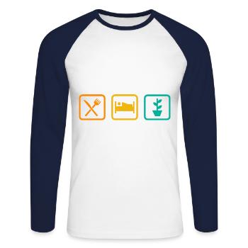 Eat Sleep Gardening Repeat Garden Gardener Horticu - Unisex Baseballshirt langarm - Weiß/Navy - Vorne - Nik (191cm)