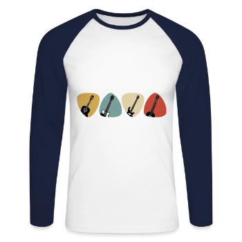 Guitar Graphic Guitar Player Rock Band Member Musi - Unisex Baseballshirt langarm - Weiß/Navy - Vorne - Nik (191cm)