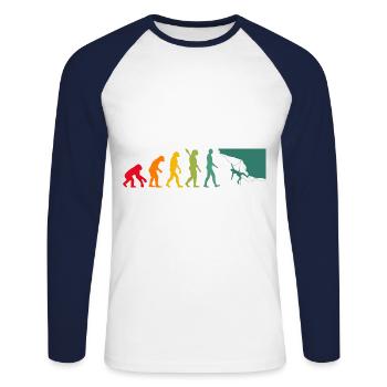 Evolution Graphic Climbing Climber Bouldering Boul - Unisex Baseballshirt langarm - Weiß/Navy - Vorne - Nik (191cm)