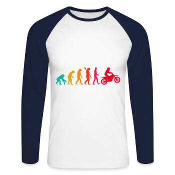 Evolution Graphic Dirt Biker Motorcycle Enduro Mot - Unisex Baseballshirt langarm - Weiß/Navy - Vorne - Nik (191cm)