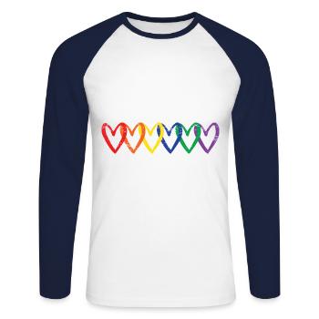 Pride Heart Lgbtq Bisexual Rainbow Love Transgende - Unisex Baseballshirt langarm - Weiß/Navy - Vorne - Nik (191cm)