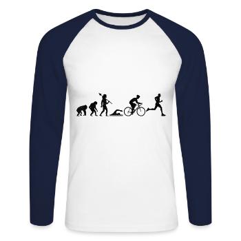 Evolution Triathlon Laufrad Schwimmen Triathlet Triat - Unisex Baseballshirt langarm - Weiß/Navy - Vorne - Nik (191cm)