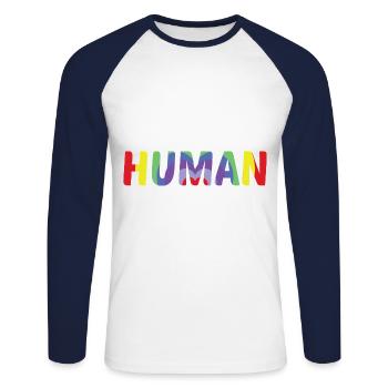 Human Pride Lgbtq Rainbow Transgender Bisexual Lov - Unisex Baseballshirt langarm - Weiß/Navy - Vorne - Nik (191cm)