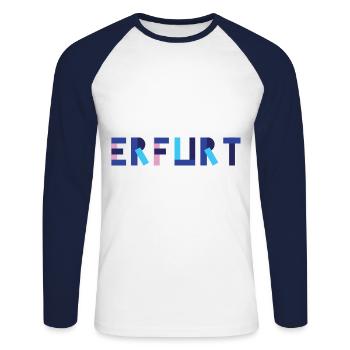 Erfurt Geometrie - Unisex Baseballshirt langarm - Weiß/Navy - Vorne - Nik (191cm)