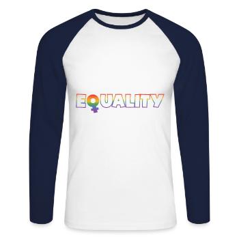 Equality Gay Pride Lgbtq Rainbow Transgender Bisex - Unisex Baseballshirt langarm - Weiß/Navy - Vorne - Nik (191cm)