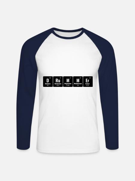 Periodisches System der Elemente Schlagzeuger Schlagzeug Schlagzeug Schlagzeug - Unisex Baseballshirt langarm - Weiß/Navy
