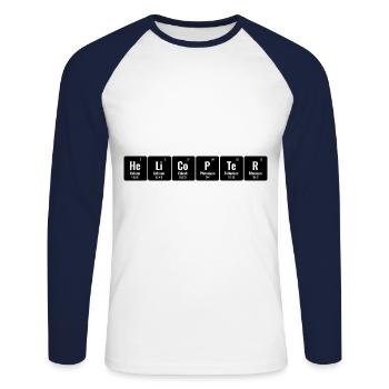 Periodisches System der Elemente Hubschrauberpilot Chop - Unisex Baseballshirt langarm - Weiß/Navy - Vorne - Nik (191cm)