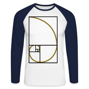 Fibonacci golden ratio type curve - Unisex Long Sleeve Baseball T-Shirt - white/navy - Front - Nik (191cm)