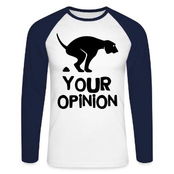 Your opinion - Unisex Long Sleeve Baseball T-Shirt - white/navy - Front - Nik (191cm)