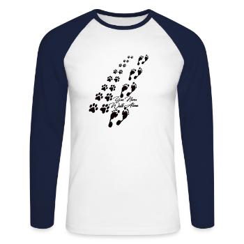 You never walk alone Hund - Unisex Baseballshirt langarm - Weiß/Navy - Vorne - Nik (191cm)