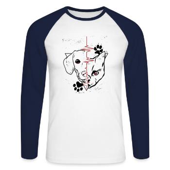 Dog & cat - Unisex Long Sleeve Baseball T-Shirt - white/navy - Front - Nik (191cm)