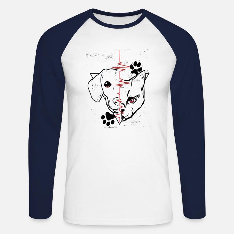 Hund & Katz - Unisex Baseballshirt langarm - Weiß/Navy