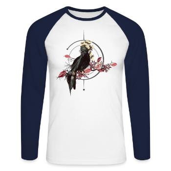 Festival de Boho Yoga Hippie Bohemian - T-shirt baseball manches longues Homme - blanc/marine - Devant - Nik (191cm)