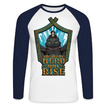 How to Train Your Dragon A Hero Will Rise - Unisex Long Sleeve Baseball T-Shirt - white/navy - Front - Nik (191cm)