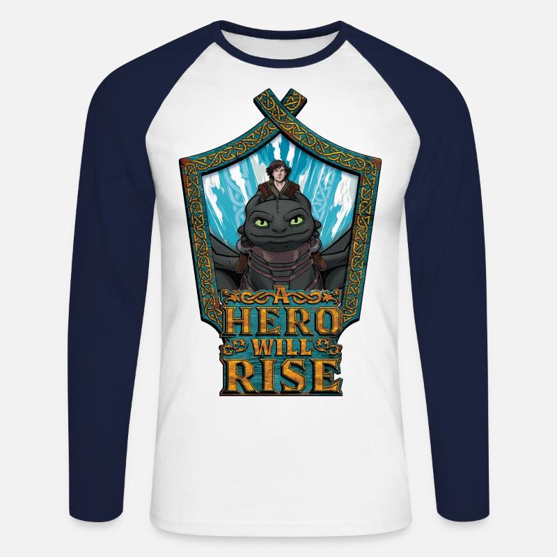Come addestrare il tuo drago Un eroe sorgerà - Maglia da baseball a manica lunga da uomo - bianco/navy