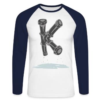 tube k - T-shirt baseball manches longues Homme - blanc/marine - Devant - Nik (191cm)