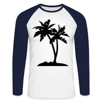 palmier - T-shirt baseball manches longues Homme - blanc/marine - Devant - Nik (191cm)