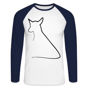 contour de chien - T-shirt baseball manches longues Homme - blanc/marine - Devant - Nik (191cm)