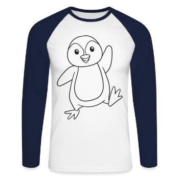 Pinguin, Vogel, Geschenk, Geschenkidee - Unisex Baseballshirt langarm - Weiß/Navy - Vorne - Nik (191cm)