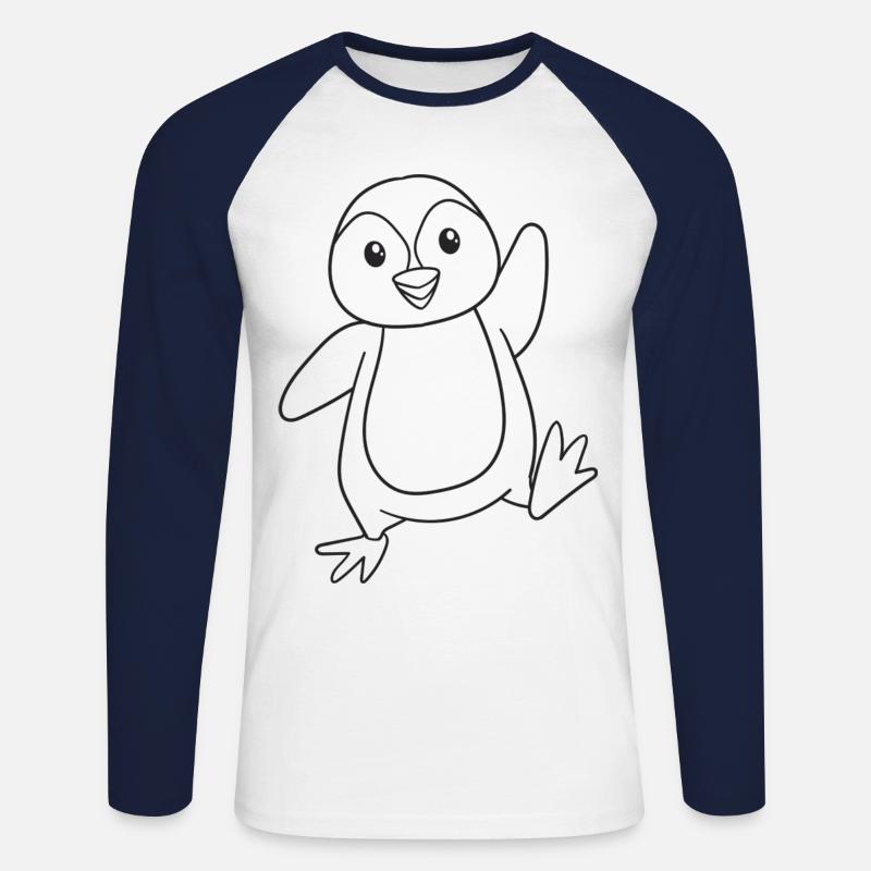 Pinguin, Vogel, Geschenk, Geschenkidee - Unisex Baseballshirt langarm - Weiß/Navy