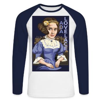 Ada Lovelace - Unisex Long Sleeve Baseball T-Shirt - white/navy - Front - Nik (191cm)