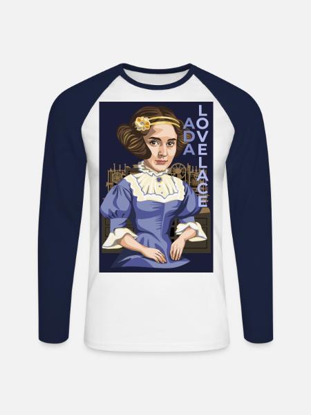 Ada Lovelace - Unisex Long Sleeve Baseball T-Shirt - white/navy