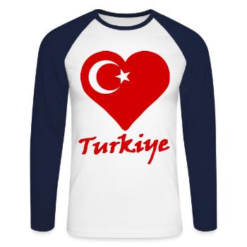 Holidays in Turkey - Unisex Long Sleeve Baseball T-Shirt - white/navy - Front - Nik (191cm)