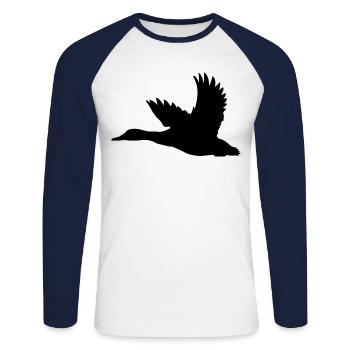 Ente – Perfekt für Jäger und Naturfreunde - Unisex Baseballshirt langarm - Weiß/Navy - Vorne - Nik (191cm)