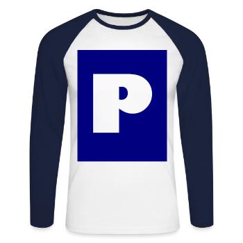 Parking for cars - Unisex Long Sleeve Baseball T-Shirt - white/navy - Front - Nik (191cm)