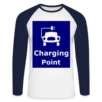 Space to charge - Unisex Long Sleeve Baseball T-Shirt - white/navy - Front - Nik (191cm)