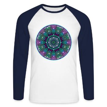 Mandala 2 - T-shirt baseball manches longues Homme - blanc/marine - Devant - Nik (191cm)