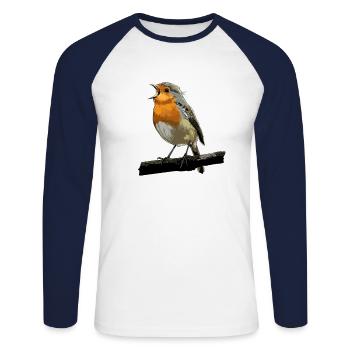 European robin bird watching songbird gift - Unisex Long Sleeve Baseball T-Shirt - white/navy - Front - Nik (191cm)