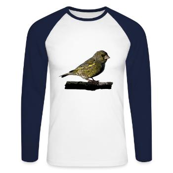 Greenfinch Bird Watching Sparrow Ornithology - Unisex Long Sleeve Baseball T-Shirt - white/navy - Front - Nik (191cm)
